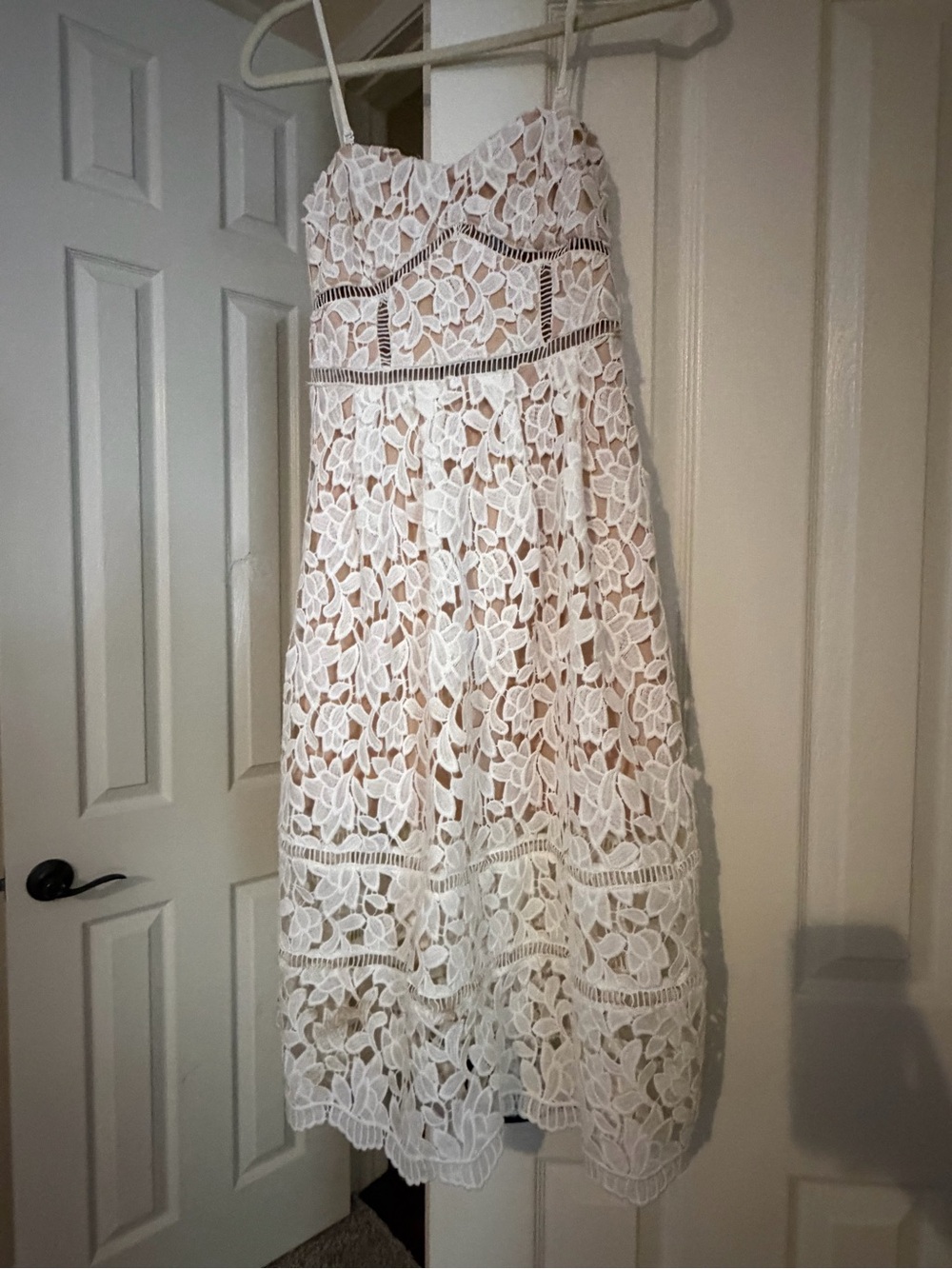Lulu's White Lace Midi Dress with Spaghetti Straps - Picture 4 of 6